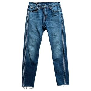 Levi's 512 Tapered Blue Stripe Side Seam Raw Hem and Sides Jeans Size 29x30